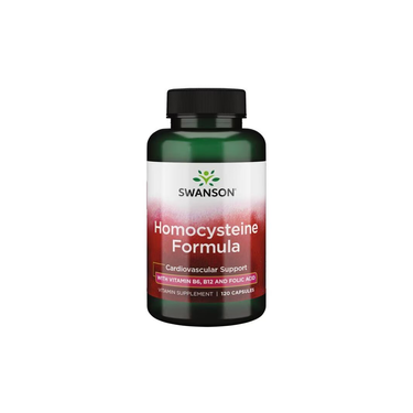 Swanson Homocysteine Formula 120 Capsules is a heart health supplement with vitamins B-12, B-6, and folic acid to support homocysteine levels and cardiovascular wellness.